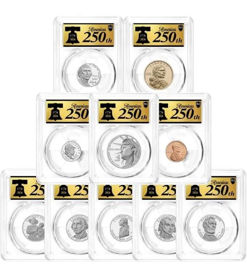 2026 S Silver Proof 10-Coin Set PCGS PR70 DCAM Advanced Release America 250 Gold: Denomination: $10,Composition: Silver,Circulated/Uncirculated: Uncirculated,Year: 2026,Pedigree: Advanced Release,Certification Number: Actual Cert # Will Vary!!,Strike Type: Proof,Grade: PR70 DCAM,Mi