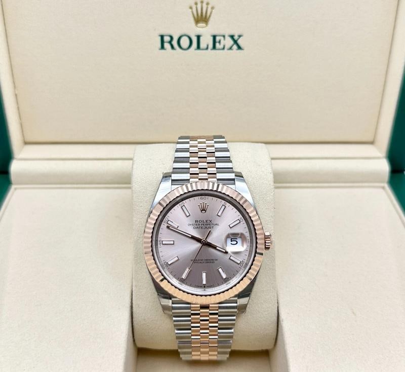 2025 Rolex Datejust 41 126331 Sundust 18K Rose Gold Steel Box Paper Stickers - 3