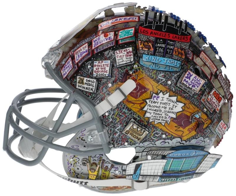 Lebron James Signed Charles Fazzino Pop Art Ohio Helmet UDA Upper Deck Fanatics - 3