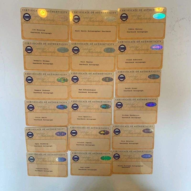 The Finest Hall Of Fame Multi Signed Wrigley Field Seatback 50 Sigs! Steiner COA - 10