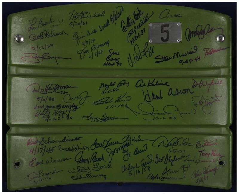The Finest Hall Of Fame Multi Signed Wrigley Field Seatback 50 Sigs! Steiner COA - 2