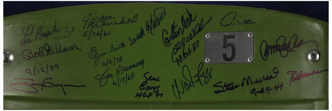 The Finest Hall Of Fame Multi Signed Wrigley Field Seatback 50 Sigs! Steiner COA - 3