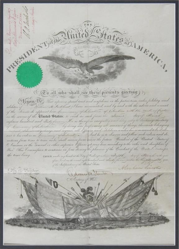 Abraham Lincoln Signed & Framed 15.75x19.75 1864 Military Appointment BAS LOA - 7