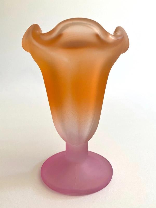 MID CENTURY MODERN FROSTED GLASS PASTEL PARFAIT TULIP DESSERT CUPS - SET OF 4 - 10
