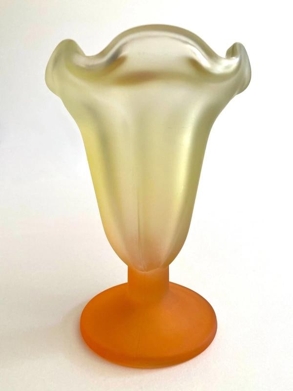 MID CENTURY MODERN FROSTED GLASS PASTEL PARFAIT TULIP DESSERT CUPS - SET OF 4 - 9