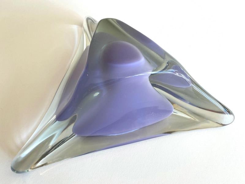 MCM SALVIATI MURANO ART GLASS LAVENDER GOLD LEAF SOMMERSO LRG TRIANGLE BOWL - 12