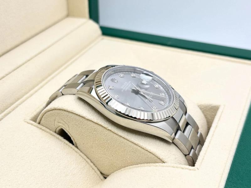 2024 Rolex Datejust 41 126334 Slate Rhodium Diamond 18k Gold Steel Box Paper - 6