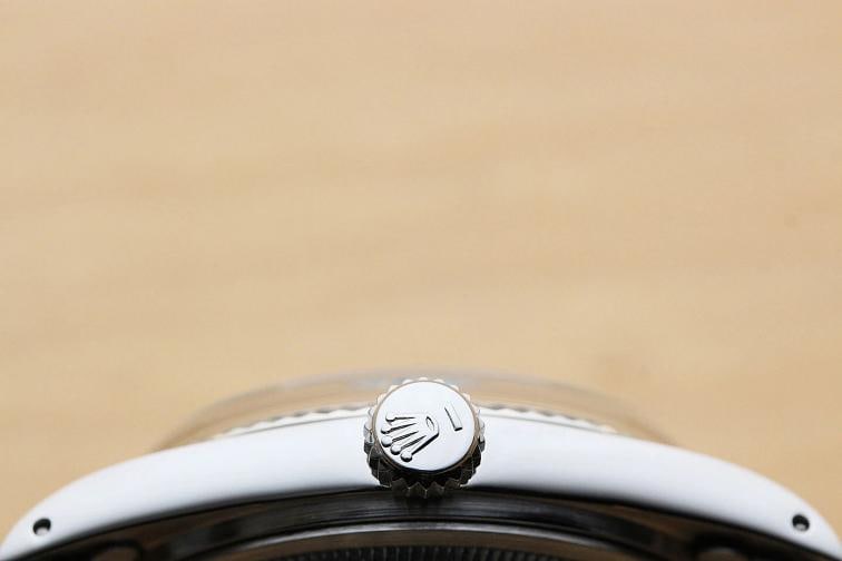 ROLEX MENS DATEJUST 1601 ICE BLUE DIAL 18K WHITE GOLD STEEL WATCH w/ OYSTER BAND - 9
