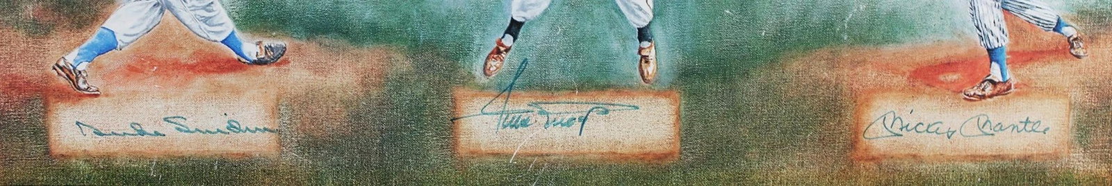 Mickey Mantle, Willie Mays & Duke Snider Signed & Framed 24x36 Lithograph PSA - 3