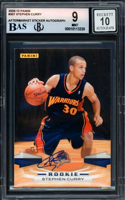 Stephen Curry Signed 2009-10 Panini RC #307 Warriors BGS 9 Sig GM 10 Card (1 of 2)