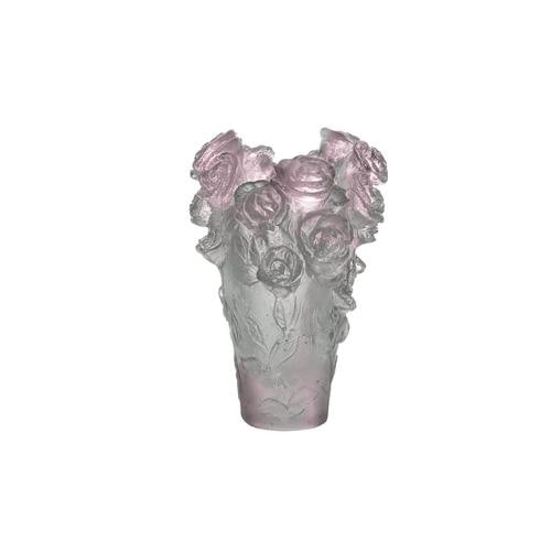 NEW DAUM CRYSTAL MINI ROSE PASSION VASE GREEN & PINK #05264-1 /C BRAND NIB - 2