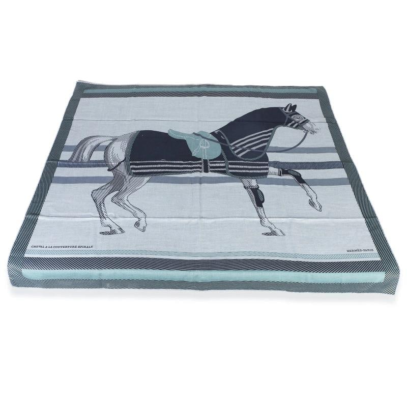 Hermƒ¨s Men's Ciel Chine Cheval a la Couverture Cashmere Silk Scarf 100 - 2