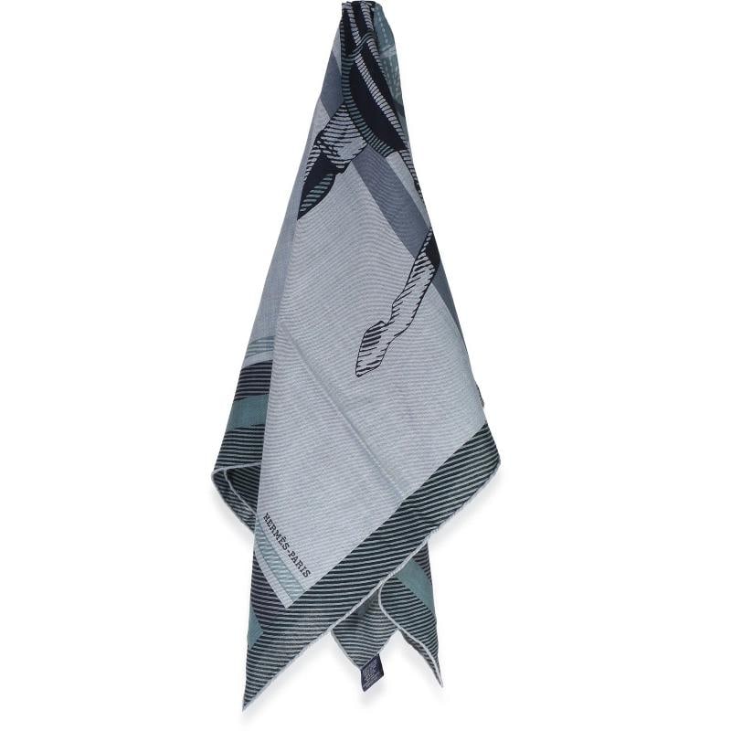 Hermƒ¨s Men's Ciel Chine Cheval a la Couverture Cashmere Silk Scarf 100 - 3