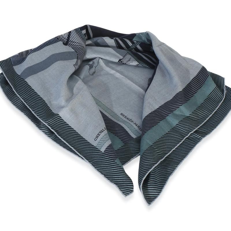 Hermƒ¨s Men's Ciel Chine Cheval a la Couverture Cashmere Silk Scarf 100 - 4