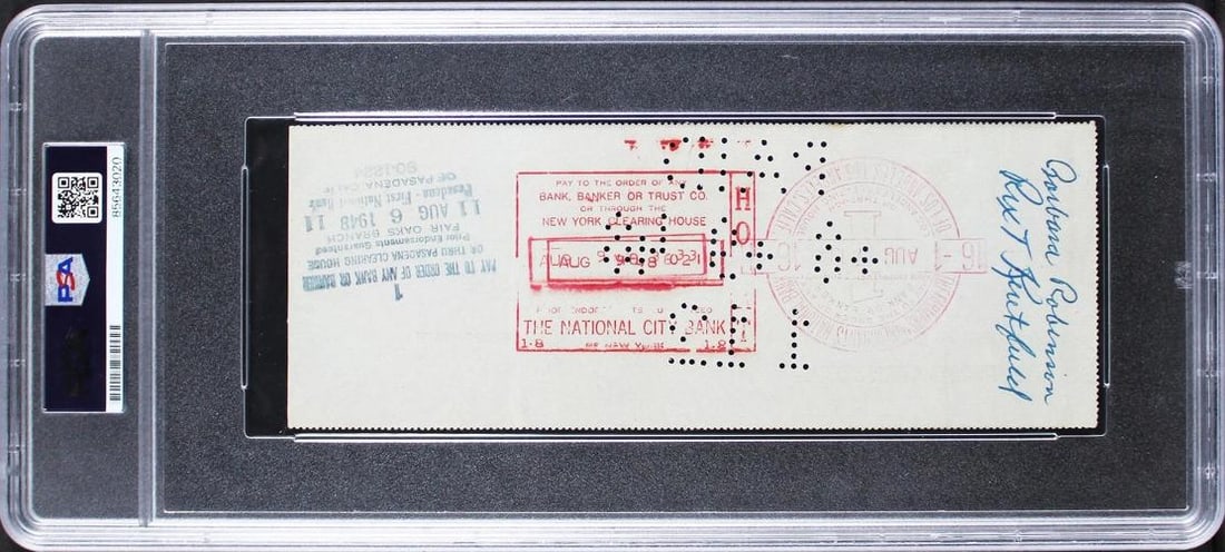 Dodgers Jackie Robinson Signed 3x8.15 1948 Check Auto Graded 10! PSA/DNA Slabbed - 2