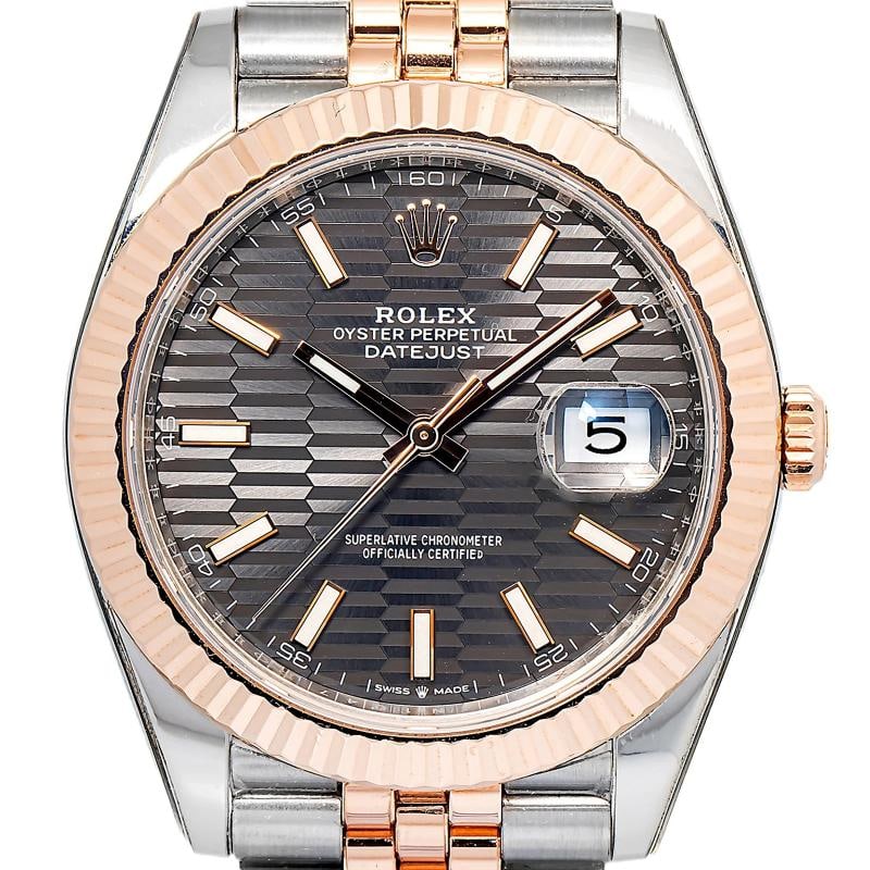 Rolex Datejust 126331 Jubilee 18k RG Two Tone Slate Motif Dial Auto Men's 41mm - 2
