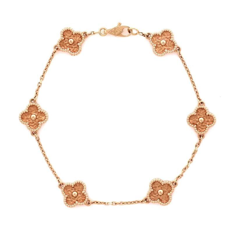 Van Cleef & Arpels Sweet Alhambra 6 Motifs Bracelet 18K Rose Gold: Condition: Pre-owned - Good,Brand: Van Cleef & Arpels,Main Stone: Unknown,Metal: 18K Rose Gold,Metal Purity: 18K,Style: Bracelet,Type: Bracelet,Color: Rose Gold,Material: 18K Rose Gold