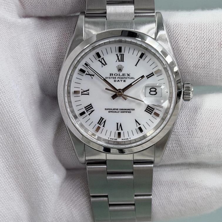 Rolex Oyster Perpetual Date 15200 34mm White Roman Dial Steel Box Papers - 3