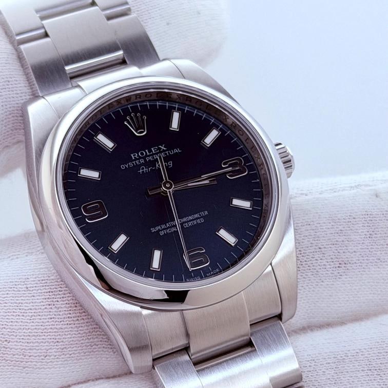 Rolex Oyster Perpetual Air King 114200 34mm Blue Dial Stainless Steel Box Papers - 3