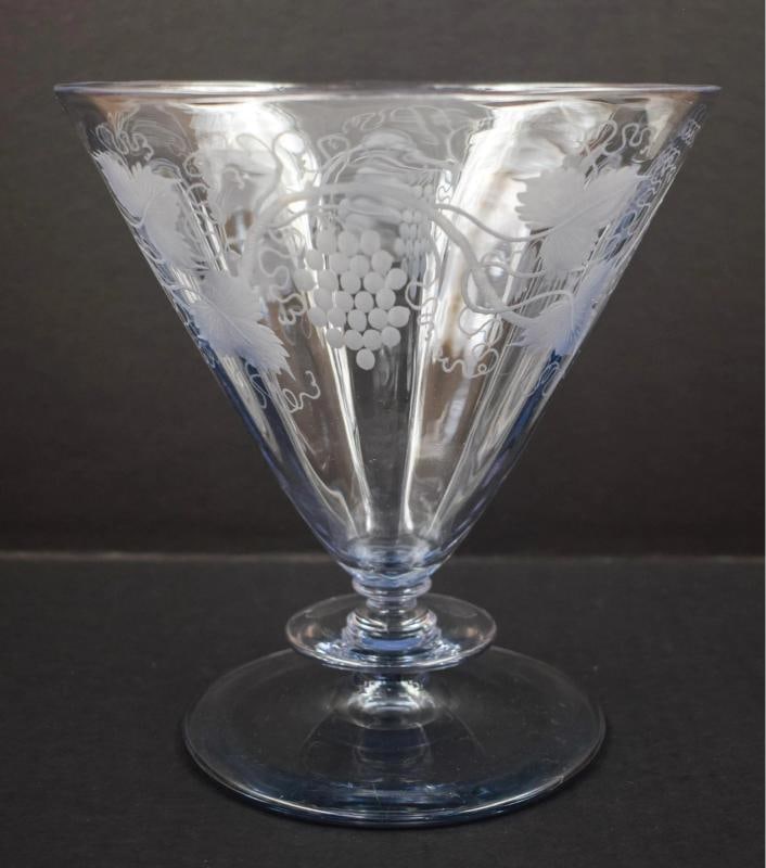 Steuben Moonlight Engraved Vase w/Grapes & Vines Shape #6419, Signed - 8