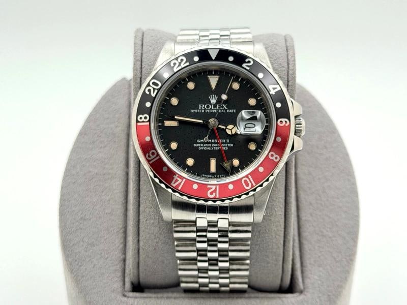 Rolex GMT Master II Fat Lady Coke 16760 40mm Black Dial Red Black Bezel Steel - 10