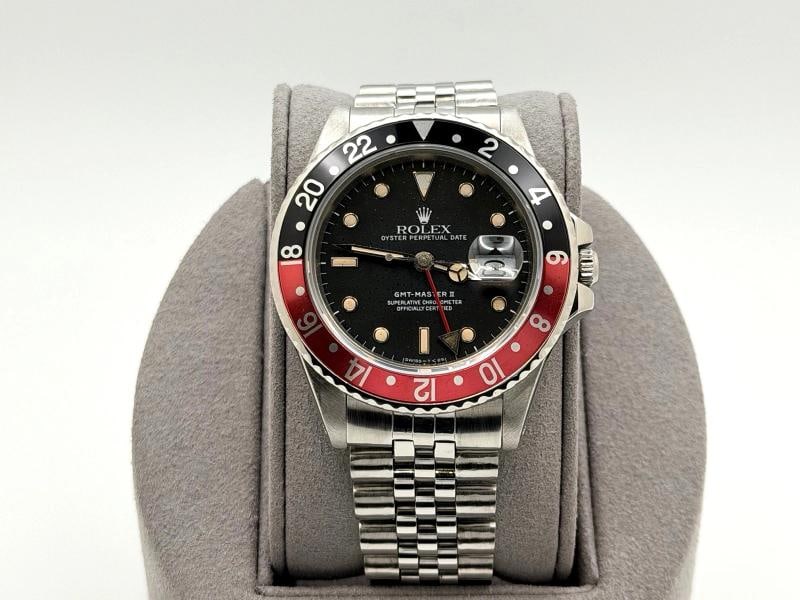 Rolex GMT Master II Fat Lady Coke 16760 40mm Black Dial Red Black Bezel Steel - 2
