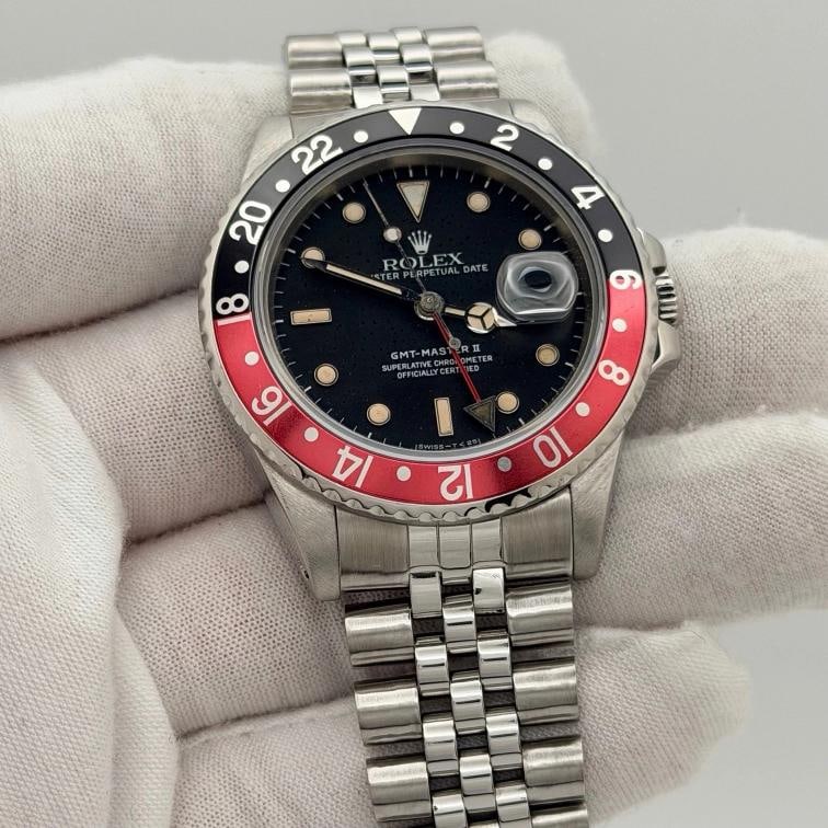 Rolex GMT Master II Fat Lady Coke 16760 40mm Black Dial Red Black Bezel Steel - 3