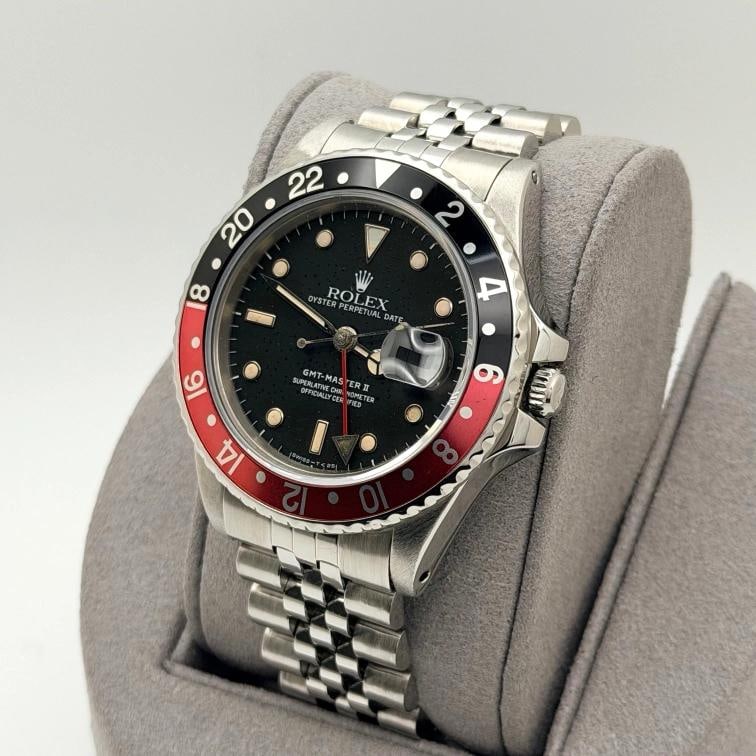 Rolex GMT Master II Fat Lady Coke 16760 40mm Black Dial Red Black Bezel Steel - 6