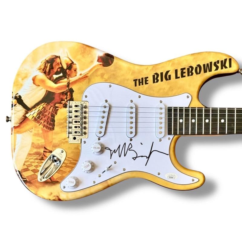 Jeff Bridges Signed Guitar Custom Graphics JSA COA The Big Lebowski The Dude: Signed by: Jeff Bridges,Autograph Authentication: James Spence (JSA),Industry: Movies,Original/Reproduction: Original,Movie: The Big Lebowski,Signed: Yes,Country of Origin: United States