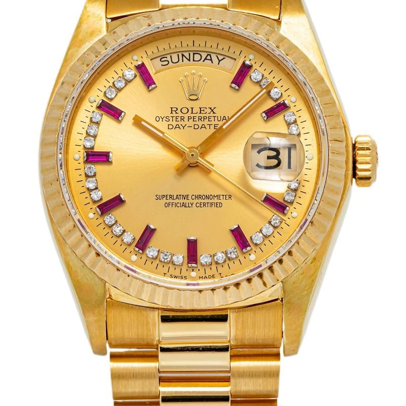 Rolex Day-Date 18038 Papers President 18k Ruby String Diamond Dial Watch 36mm - 2