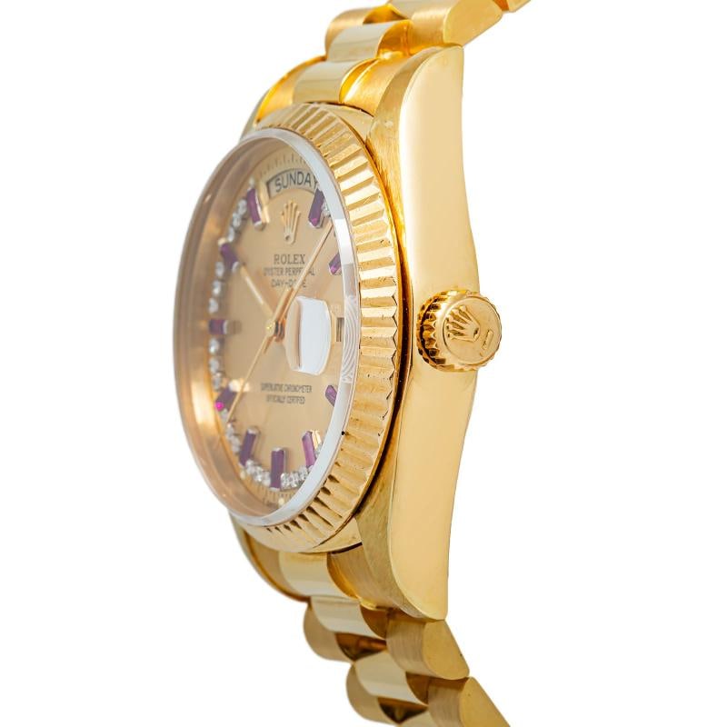 Rolex Day-Date 18038 Papers President 18k Ruby String Diamond Dial Watch 36mm - 3