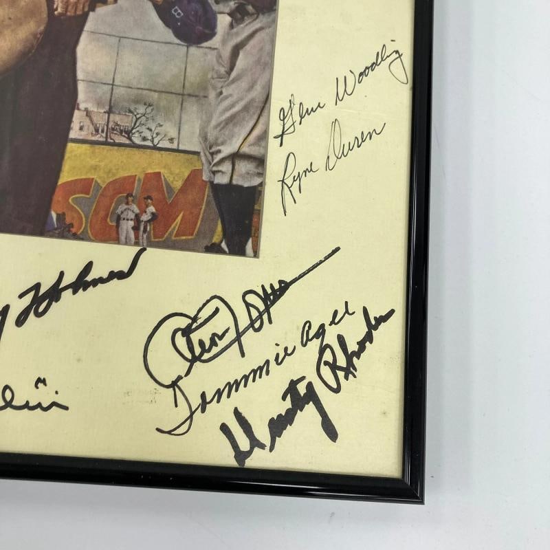 Mickey Mantle Joe Dimaggio HOF Multi Signed Norman Rockwell Photo Beckett COA - 10