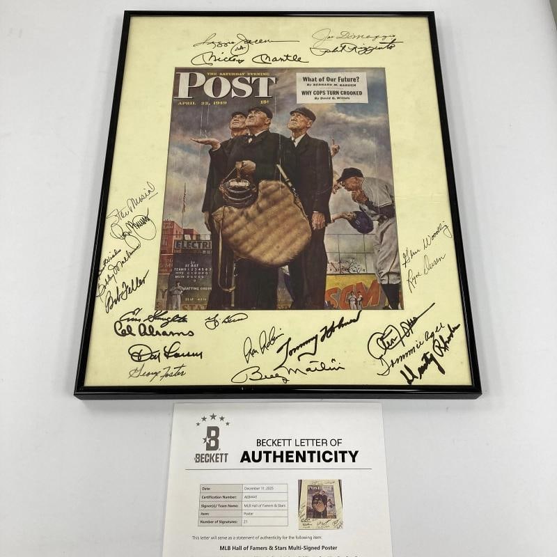 Mickey Mantle Joe Dimaggio HOF Multi Signed Norman Rockwell Photo Beckett COA: Sport: Baseball,Player: Mickey Mantle,Signed: Yes,Original/Reprint: Original,Autograph Authentication: Beckett Authentication Services (BAS),Product: Photo,Country of Origin: United States