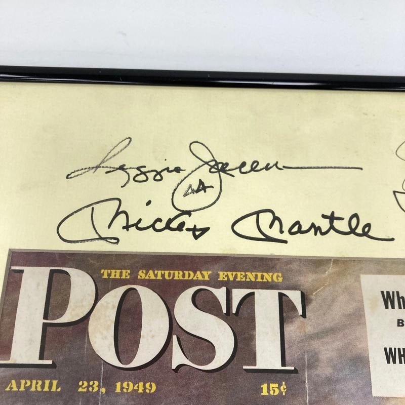 Mickey Mantle Joe Dimaggio HOF Multi Signed Norman Rockwell Photo Beckett COA - 4