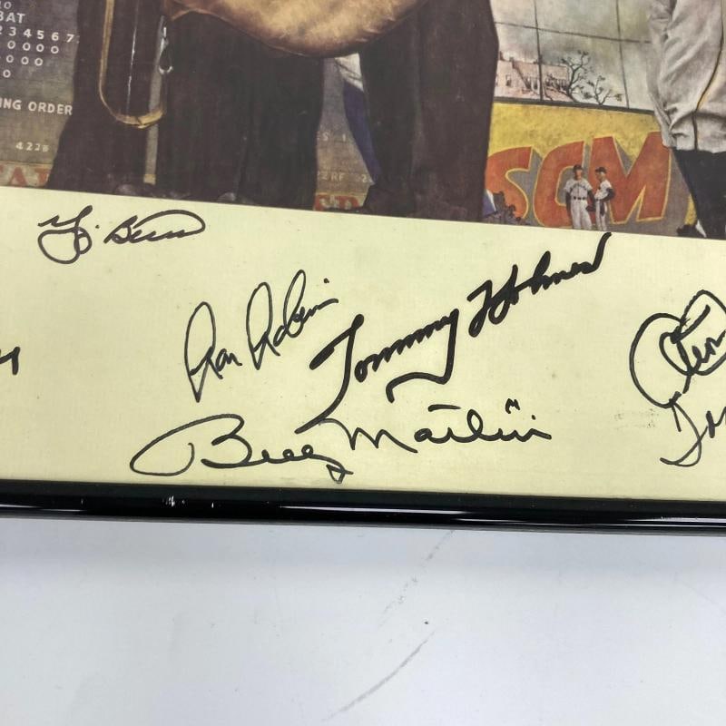 Mickey Mantle Joe Dimaggio HOF Multi Signed Norman Rockwell Photo Beckett COA - 9