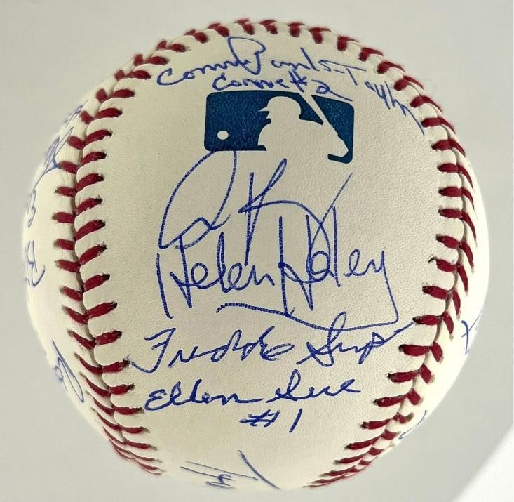 Tom Hanks A League of Their Own Cast Signed Baseball 15 Sigs JSA Certified - 3
