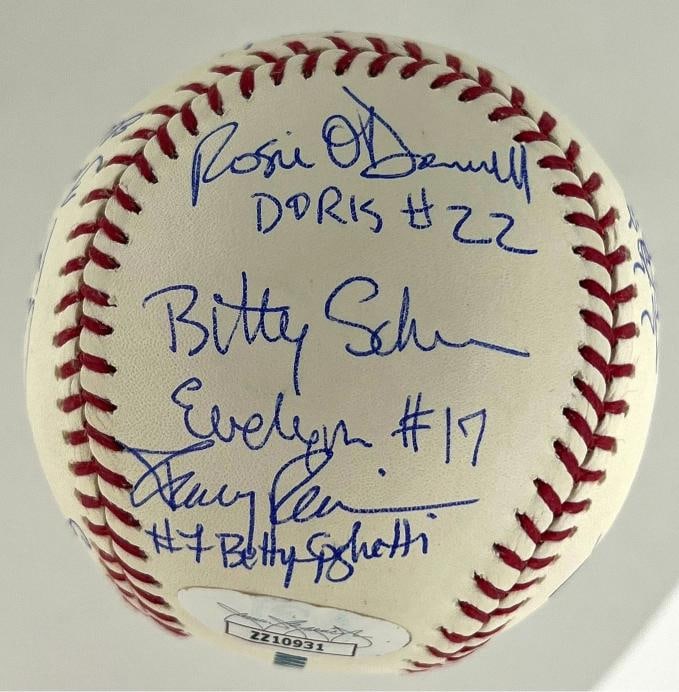 Tom Hanks A League of Their Own Cast Signed Baseball 15 Sigs JSA Certified - 4