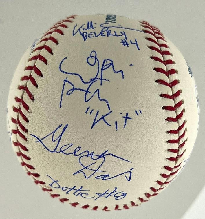 Tom Hanks A League of Their Own Cast Signed Baseball 15 Sigs JSA Certified - 5