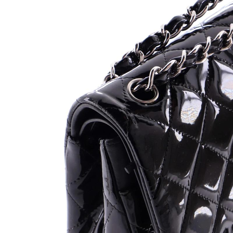 Chanel Classic Double Flap Bag Quilted Patent Jumbo - 7