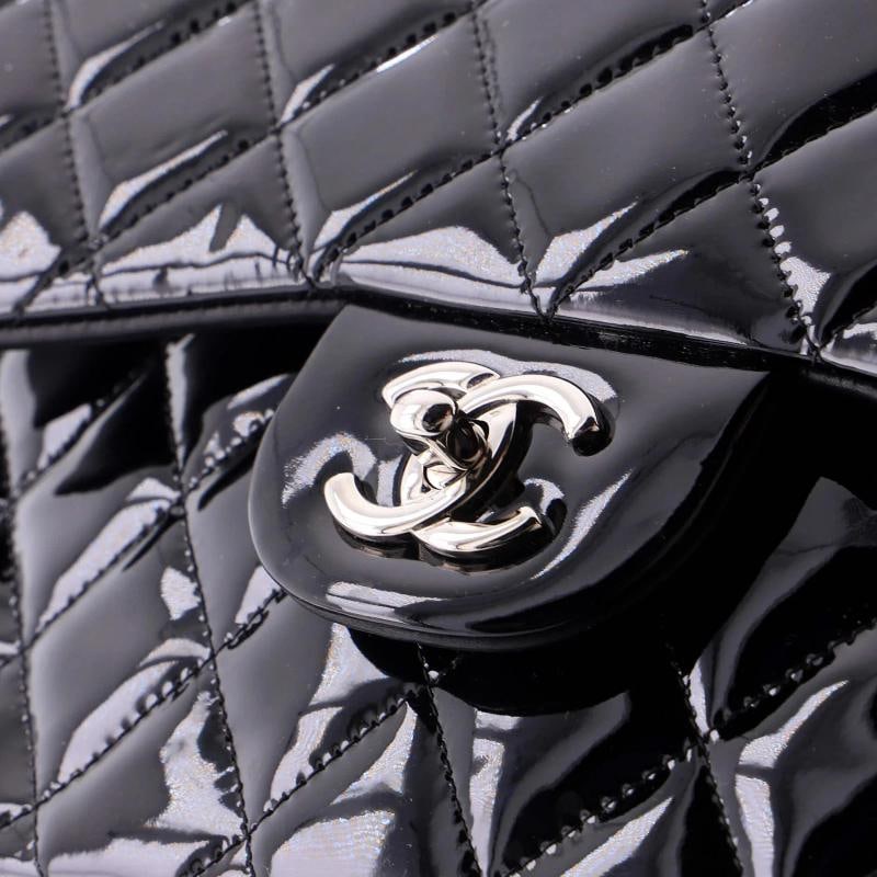 Chanel Classic Double Flap Bag Quilted Patent Jumbo - 8
