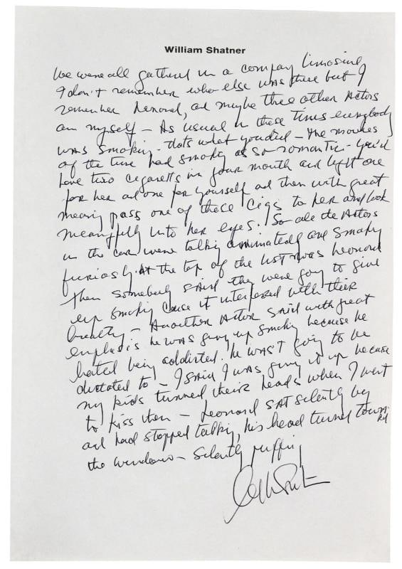 William Shatner Signed 7.25x10.5 1 Page Essay on Personal Letterhead BAS #A71925: Object Type: Photo,Industry: Television,Original/Reproduction: Original,Autograph Authentication: BAS,PRODUCT_COA: BAS,PRODUCT_SIGNED_BY_NAME: William Shatner,Country of Origin: United States