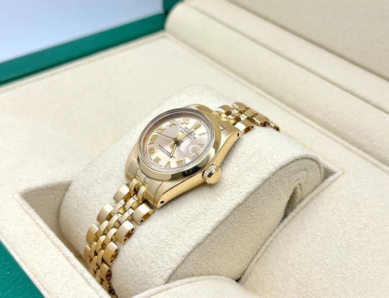 Rolex Ladies Datejust 6916 26mm Champagne Roman Dial 18K Yellow Gold Box Paper - 3