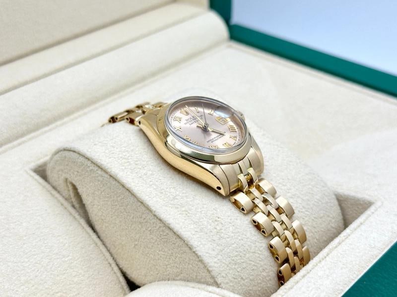 Rolex Ladies Datejust 6916 26mm Champagne Roman Dial 18K Yellow Gold Box Paper - 4