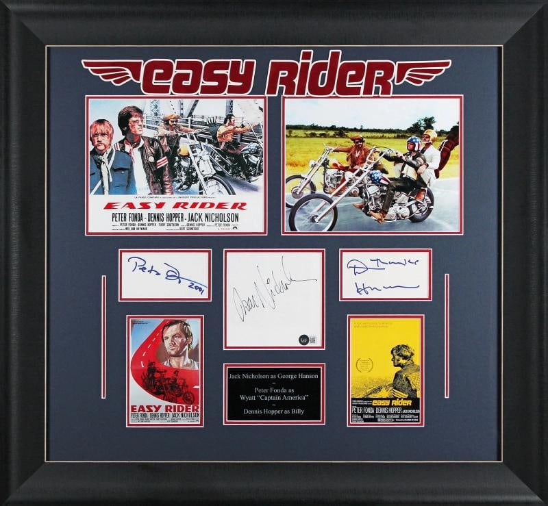 Easy Rider (3) Nicholson, Fonda & Hopper Signed Framed Display BAS #BC70696 (1 of 5)
