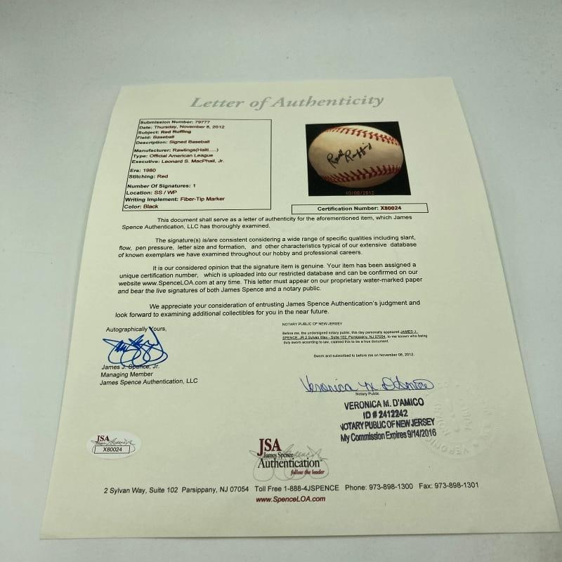 Red Ruffing Single Signed American League Baseball RARE JSA COA - 3
