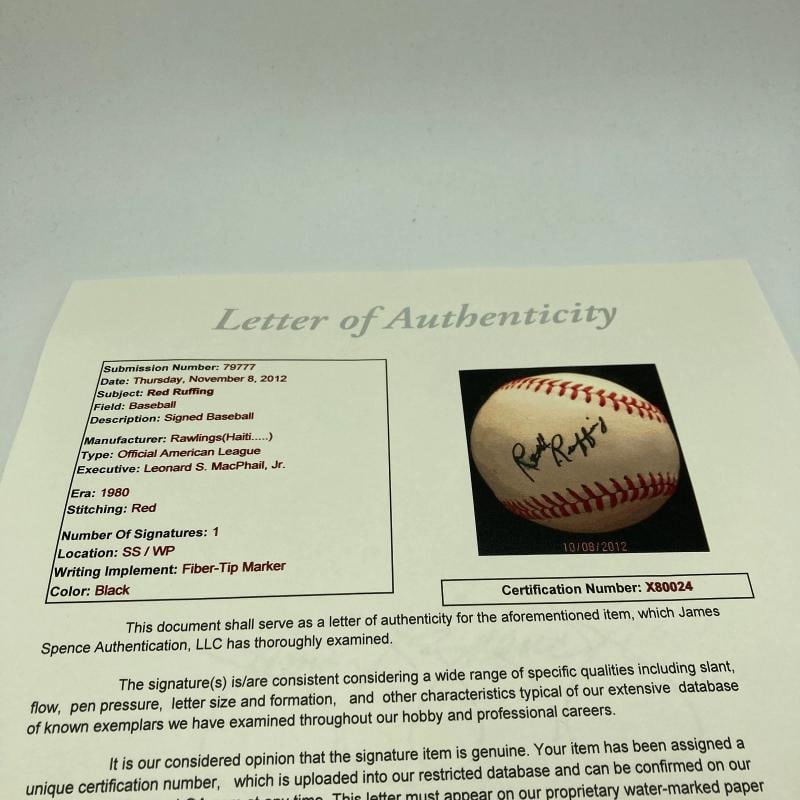 Red Ruffing Single Signed American League Baseball RARE JSA COA - 4