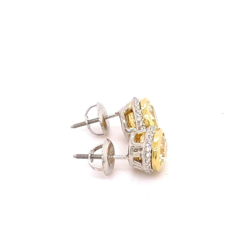 Yellow Oval Diamond Earrings Bezel Set in 18kt Yellow Gold Plat - 9