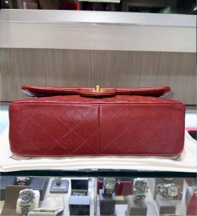 Chanel Classic Jumbo Double Flap in Iridescent Burgundy Quilted Caviar w/GHW 18C - 6