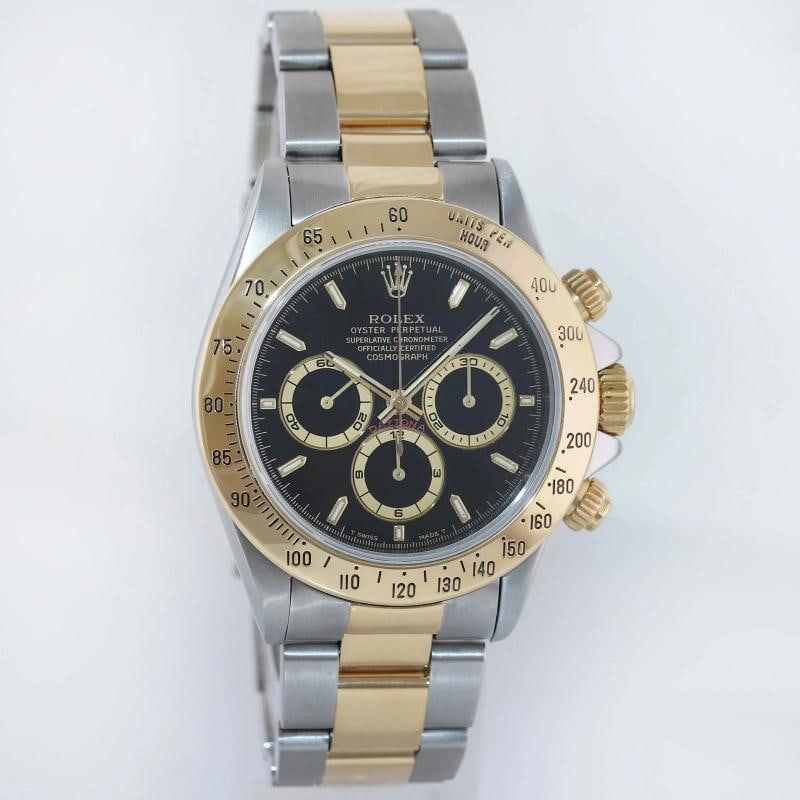 1997 MINT Rolex Daytona 16523 Zenith Black Yellow Gold Two Tone Watch Box - 3