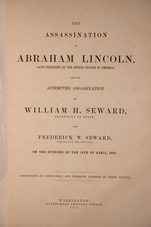Assassination of Abraham Lincoln Late President of the United States 1st ed 1867 - 8